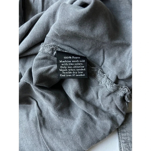 Rock & Republic Button Up Top Long Sleeve Tunic Shirt Gray Sz L - Picture 4 of 6